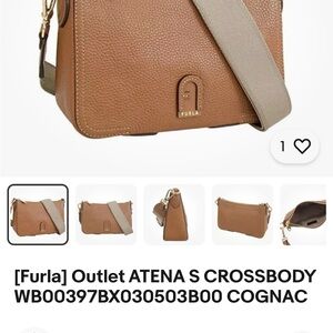 Furla Brown Crossbody Bag in Blue with Structured Shape and Adjustable Strap